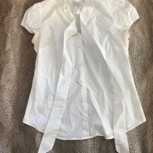 Ann Taylor Loft White Bow Shirt